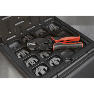 Sealey AK3858COMBO Ratchet Crimping Tool with Jaws and Storage Case - AK3858COMBO - Sealey Tools UK - Trade Counter Direct