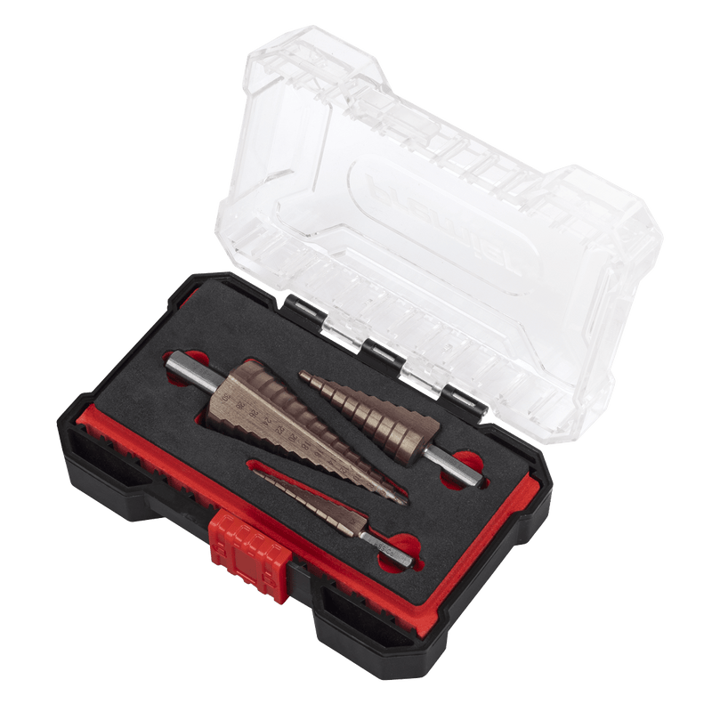 Sealey AK4733 Premier Straight Flute HSS Cobalt Step Drill Bit Set 3pc - AK4733 - Sealey Tools UK - Trade Counter Direct
