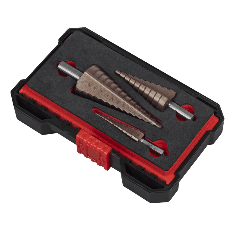 Sealey AK4733 Premier Straight Flute HSS Cobalt Step Drill Bit Set 3pc - AK4733 - Sealey Tools UK - Trade Counter Direct