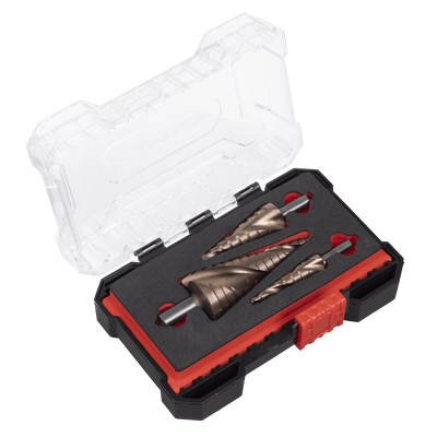 Sealey AK4743 Spiral Flute HSS Cobalt Step Drill Bit Set 3pc - AK4743 - Sealey Tools UK - Trade Counter Direct