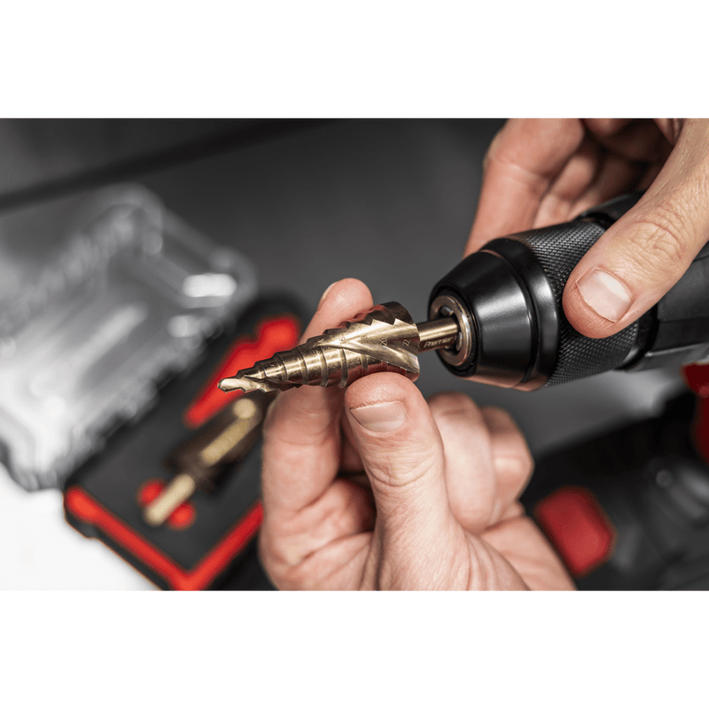 Sealey AK4743 Spiral Flute HSS Cobalt Step Drill Bit Set 3pc - AK4743 - Sealey Tools UK - Trade Counter Direct