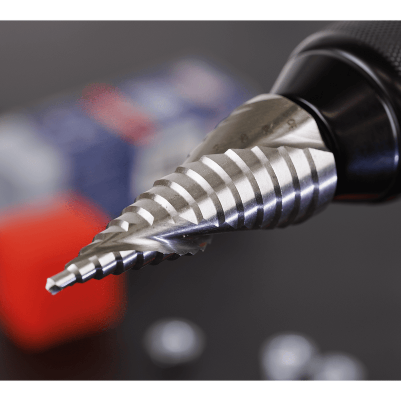 Sealey AK4748 Spiral Flute HSS 4341 Step Drill Bit 4-30mm - AK4748 - Sealey Tools UK - Trade Counter Direct