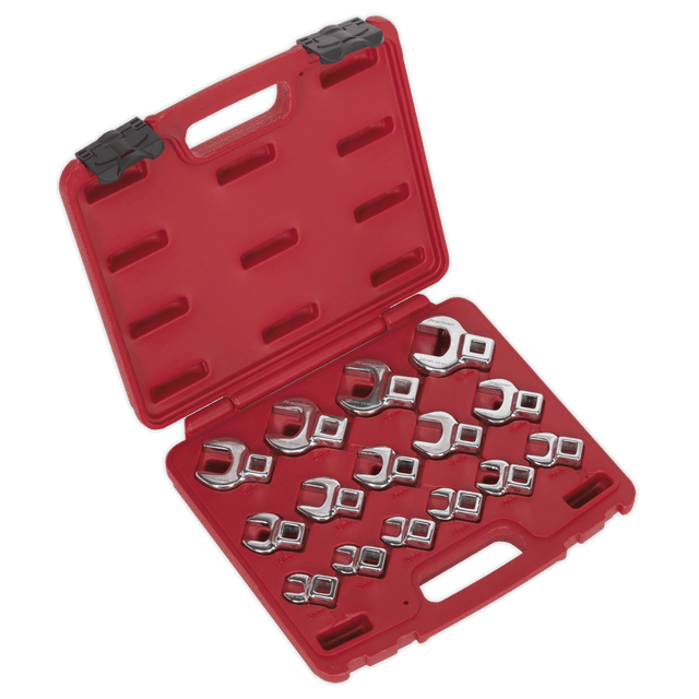 Sealey AK59891 Crow's Foot Open - End Spanner Set 15pc 3/8"Sq Drive Metric - AK59891 - Sealey Tools UK - Trade Counter Direct