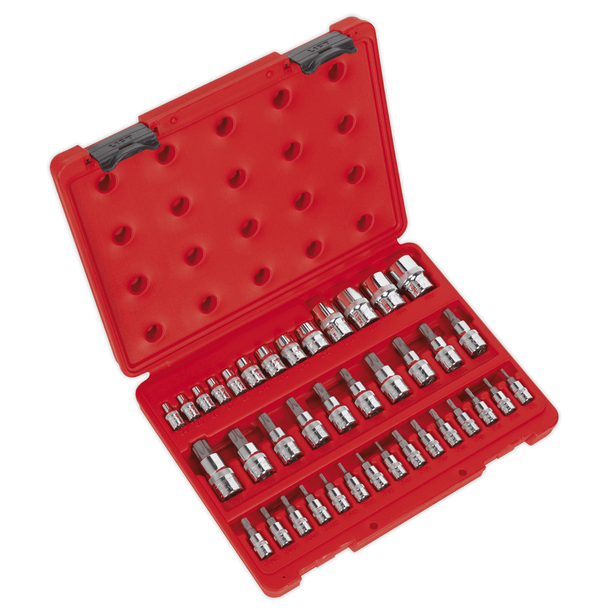 Sealey AK6197 TRX - Star* Socket & Security Socket Bit Set 38pc 1/4", 3/8" & 1/2"Sq Drive - AK6197 - Sealey Tools UK - Trade Counter Direct