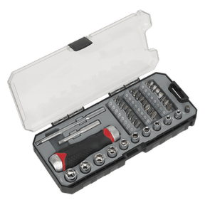 Sealey AK64905 Fine Tooth Ratchet Screwdriver Socket & Bit Set 38pc - AK64905 - Sealey Tools UK - Trade Counter Direct