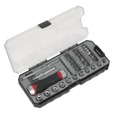 Sealey AK64905 Fine Tooth Ratchet Screwdriver Socket & Bit Set 38pc - AK64905 - Sealey Tools UK - Trade Counter Direct