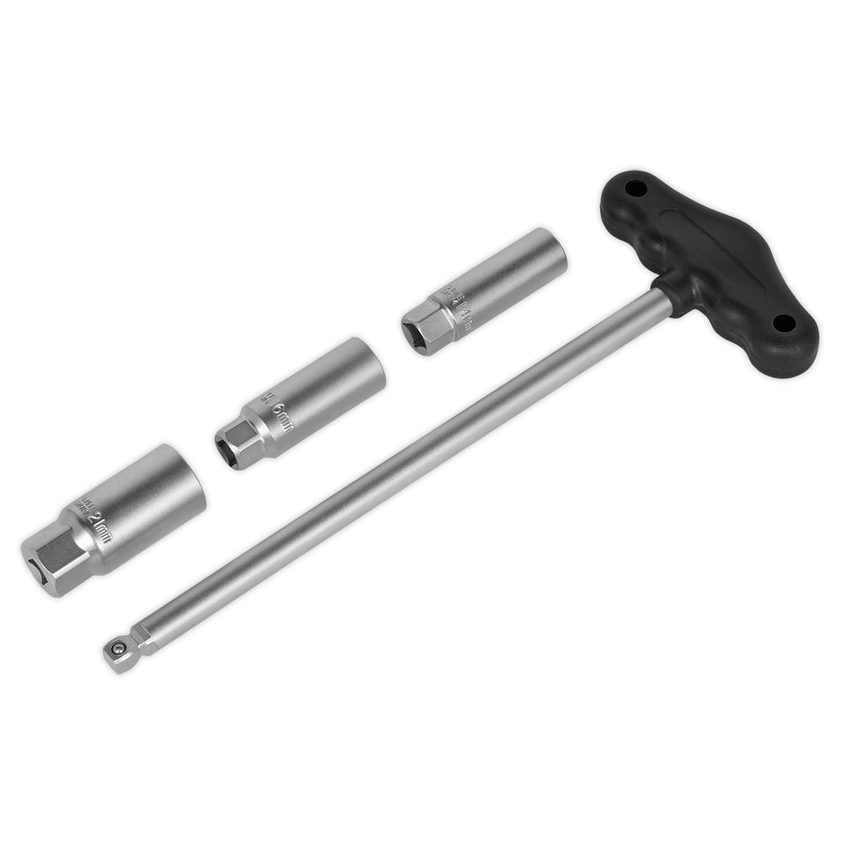Sealey AK6550 T-Bar & Rubber Insert Spark Plug Socket Set 3/8"Sq Drive 4pc - AK6550 - Sealey Tools UK - Trade Counter Direct
