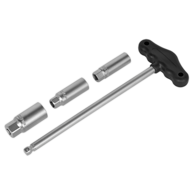 Sealey AK6550 T-Bar & Rubber Insert Spark Plug Socket Set 3/8"Sq Drive 4pc - AK6550 - Sealey Tools UK - Trade Counter Direct