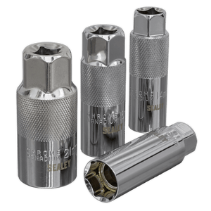 Sealey AK65561 Magnetic Spark Plug Socket Set 3/8"Sq Drive 4pc - AK65561 - Sealey Tools UK - Trade Counter Direct