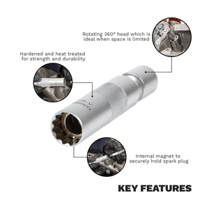 Sealey AK6571 Spark Plug Socket with Universal Joint 3/8"Sq Drive 12-Point 16mm - AK6571 - Sealey Tools UK - Trade Counter Direct