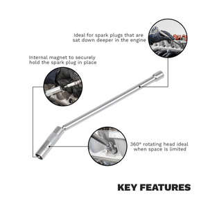 Sealey AK6575 Spark Plug Socket with Universal Joint & Extension 3/8"Sq Drive 12-Point 14mm - AK6575 - Sealey Tools UK - Trade Counter Direct