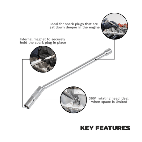 Sealey AK6575 Spark Plug Socket with Universal Joint & Extension 3/8"Sq Drive 12-Point 14mm - AK6575 - Sealey Tools UK - Trade Counter Direct