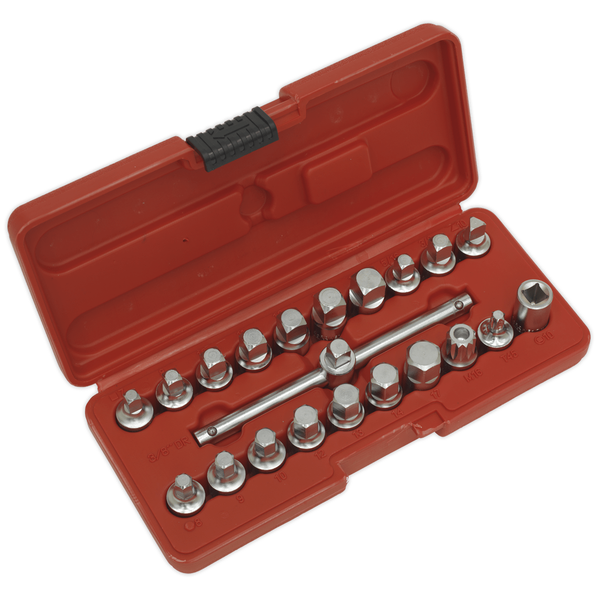 Sealey AK6586 Oil Drain Plug Key Set 21pc 3/8"Sq Drive - AK6586 - Sealey Tools UK - Trade Counter Direct