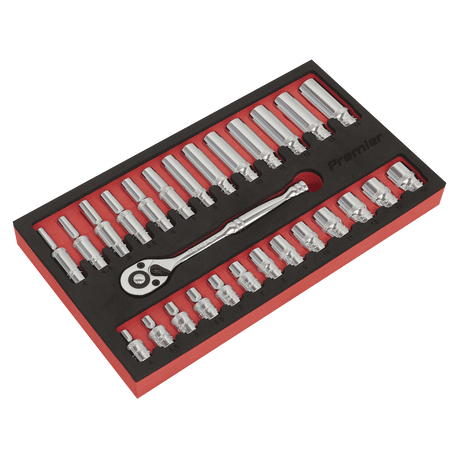 Sealey AK66721 Ratchet Wrench & Socket Set 27pc 1/4"Sq Drive - AK66721 - Sealey Tools UK - Trade Counter Direct