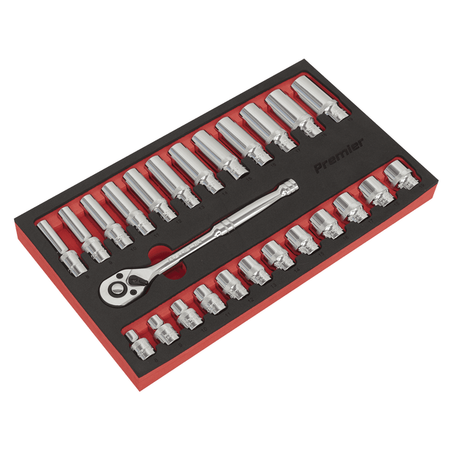 Sealey AK66722 Ratchet Wrench & Socket Set 25pc 3/8"Sq Drive - AK66722 - Sealey Tools UK - Trade Counter Direct