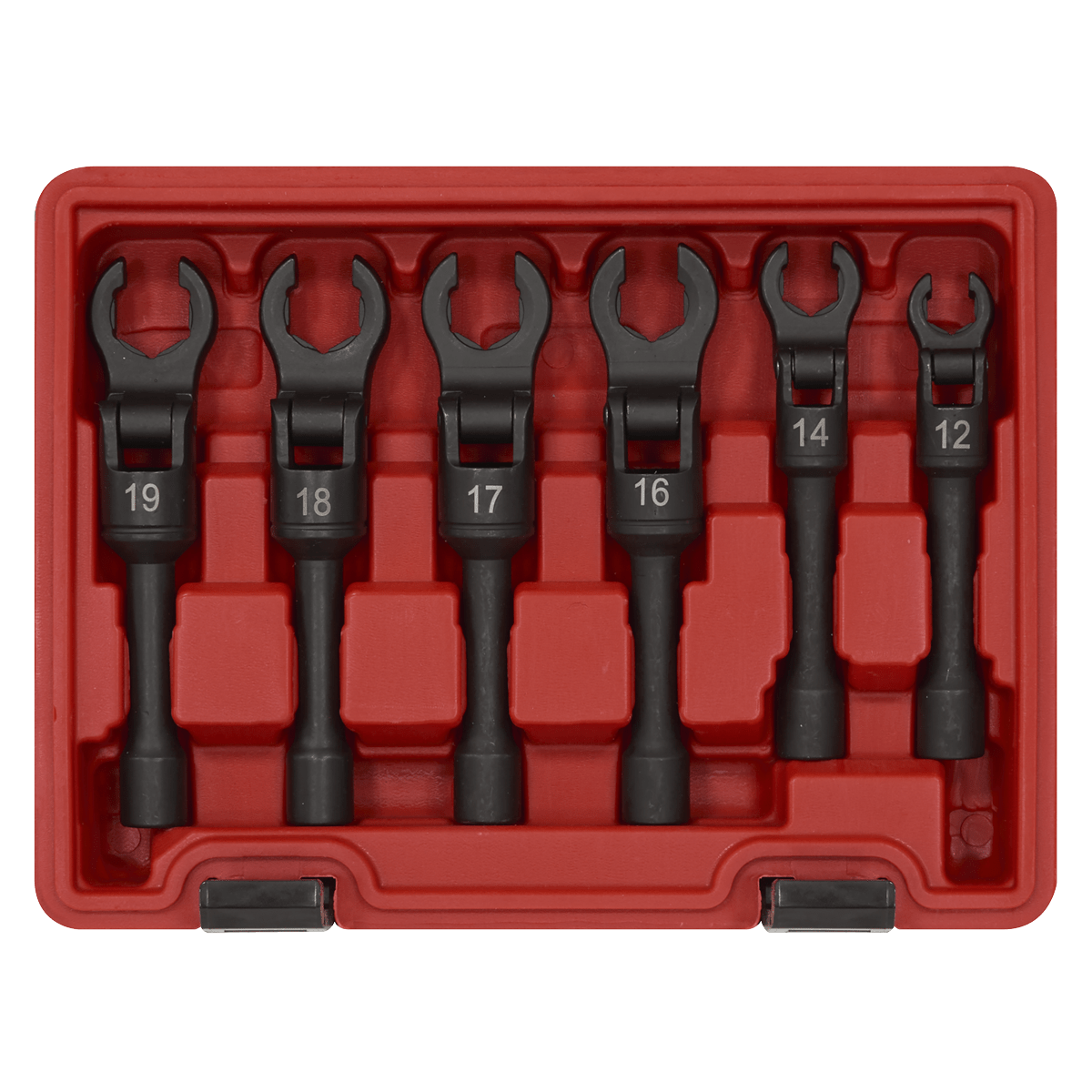 Sealey AK6901 Flexi-Head Flare Nut Diesel Injection Wrench Set 6pc 3/8"Sq Drive - AK6901 - Sealey Tools UK - Trade Counter Direct