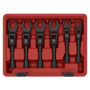 Sealey AK6901 Flexi-Head Flare Nut Diesel Injection Wrench Set 6pc 3/8"Sq Drive - AK6901 - Sealey Tools UK - Trade Counter Direct