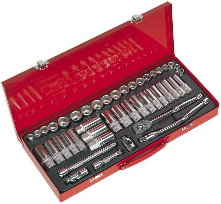 Sealey AK692 Socket Set 45pc 3/8in Sq Drive 6pt WallDrive - DuoMetric - Socket Sets - SLY-6766 - Sealey Tools UK - Trade Counter Direct