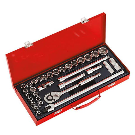 Sealey AK693 Socket Set 32pc 1/2in Sq Drive 6pt WallDrive - DuoMetric - Socket Sets - SLY-6770 - Sealey Tools UK - Trade Counter Direct