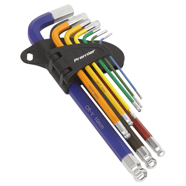 Sealey AK7190 Ball - End Hex Key Set 9pc Colour - Coded Long Metric - AK7190 - Sealey Tools UK - Trade Counter Direct