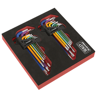 Sealey AK7199 TRX - Star* & Ball - End Hex Key Set 18pc Long Anti - Slip - AK7199 - Sealey Tools UK - Trade Counter Direct