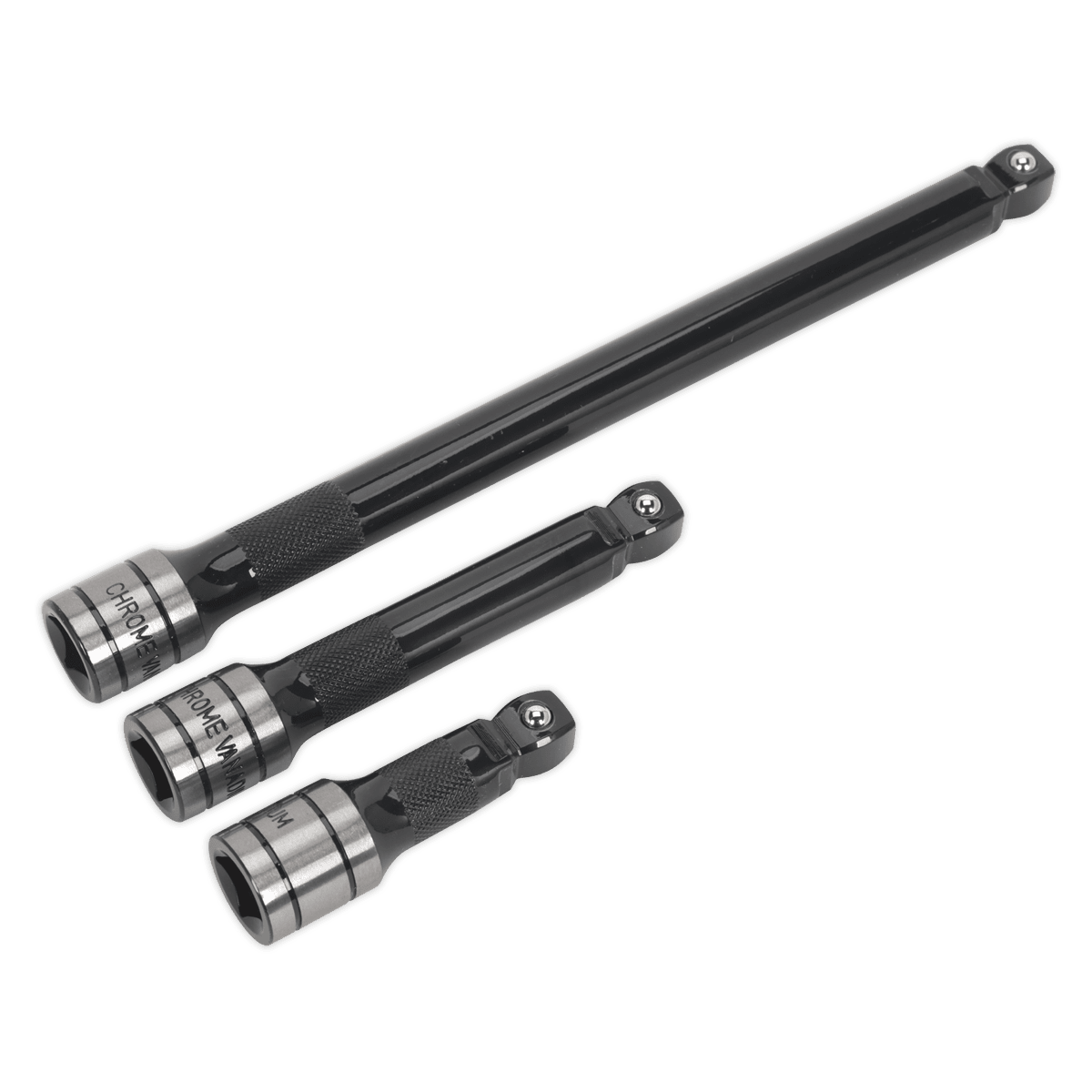 Sealey AK7692 Wobble/Rigid Extension Bar Set 3pc 1/2"Sq Drive Black Series - AK7692 - Sealey Tools UK - Trade Counter Direct