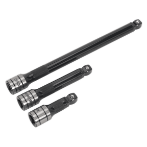 Sealey AK7692 Wobble/Rigid Extension Bar Set 3pc 1/2"Sq Drive Black Series - AK7692 - Sealey Tools UK - Trade Counter Direct