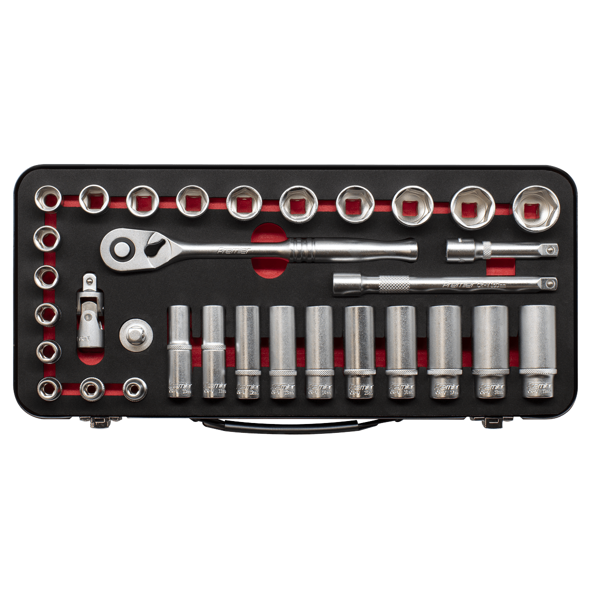 Sealey AK7922 Socket Set 3/8"Sq Drive 32pc - Premier Platinum Series - AK7922 - Sealey Tools UK - Trade Counter Direct