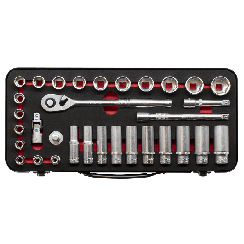 Sealey AK7922 Socket Set 3/8"Sq Drive 32pc - Premier Platinum Series - AK7922 - Sealey Tools UK - Trade Counter Direct