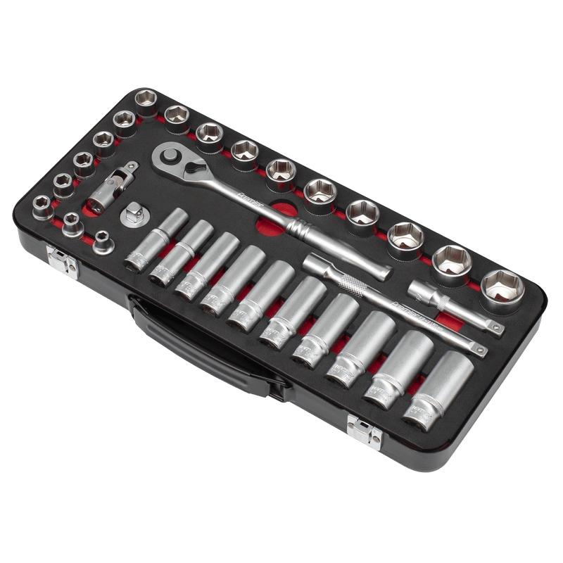 Sealey AK7922 Socket Set 3/8"Sq Drive 32pc - Premier Platinum Series - AK7922 - Sealey Tools UK - Trade Counter Direct