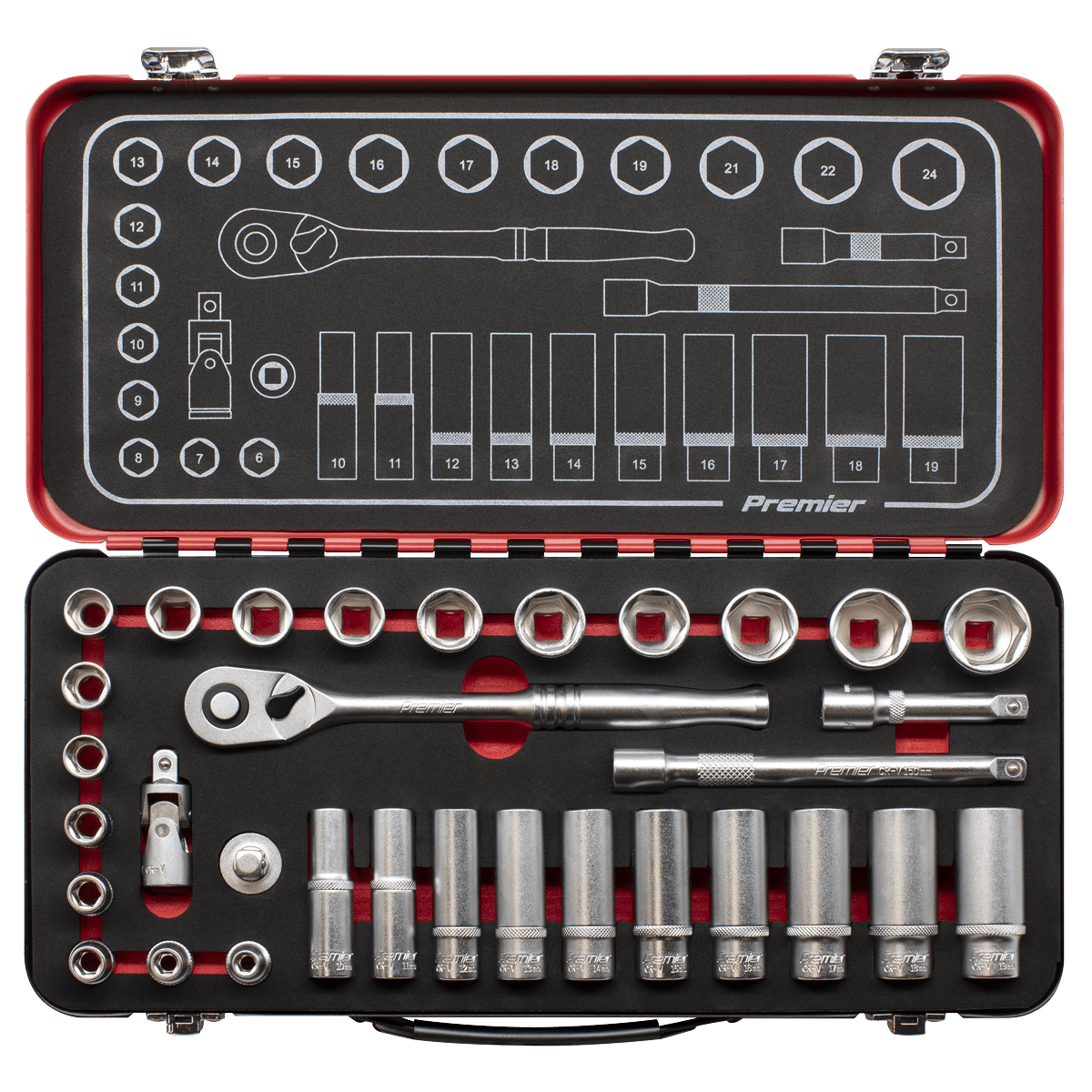 Sealey AK7922 Socket Set 3/8"Sq Drive 32pc - Premier Platinum Series - AK7922 - Sealey Tools UK - Trade Counter Direct