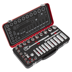 Sealey AK7922 Socket Set 3/8"Sq Drive 32pc - Premier Platinum Series - AK7922 - Sealey Tools UK - Trade Counter Direct
