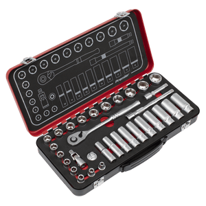 Sealey AK7922 Socket Set 3/8"Sq Drive 32pc - Premier Platinum Series - AK7922 - Sealey Tools UK - Trade Counter Direct