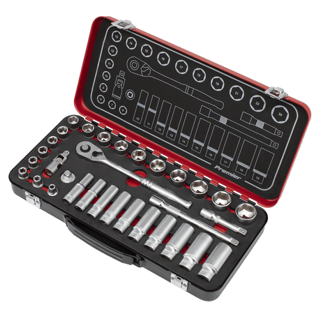 Sealey AK7922 Socket Set 3/8"Sq Drive 32pc - Premier Platinum Series - AK7922 - Sealey Tools UK - Trade Counter Direct