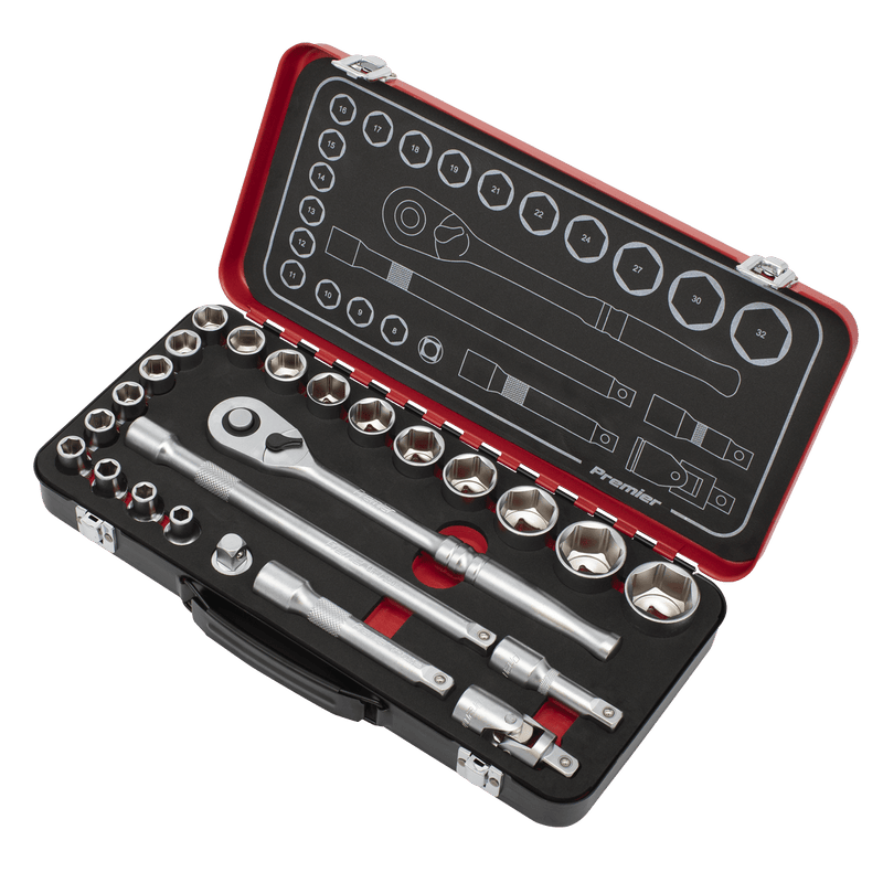 Sealey AK7924 Socket Set 1/2"Sq Drive 24pc - Premier Platinum Series - AK7924 - Sealey Tools UK - Trade Counter Direct