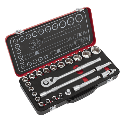 Sealey AK7924 Socket Set 1/2"Sq Drive 24pc - Premier Platinum Series - AK7924 - Sealey Tools UK - Trade Counter Direct