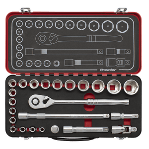Sealey AK7924 Socket Set 1/2"Sq Drive 24pc - Premier Platinum Series - AK7924 - Sealey Tools UK - Trade Counter Direct
