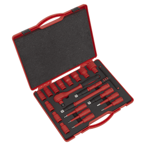 Sealey AK7941 Insulated Socket Set 20pc 1/2"Sq Drive WallDrive® VDE Approved - AK7941 - Sealey Tools UK - Trade Counter Direct