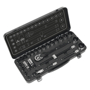 Sealey AK7972 Socket Set 28pc 1/2"Sq Drive 6pt WallDrive® Metric Black Series - AK7972 - Sealey Tools UK - Trade Counter Direct