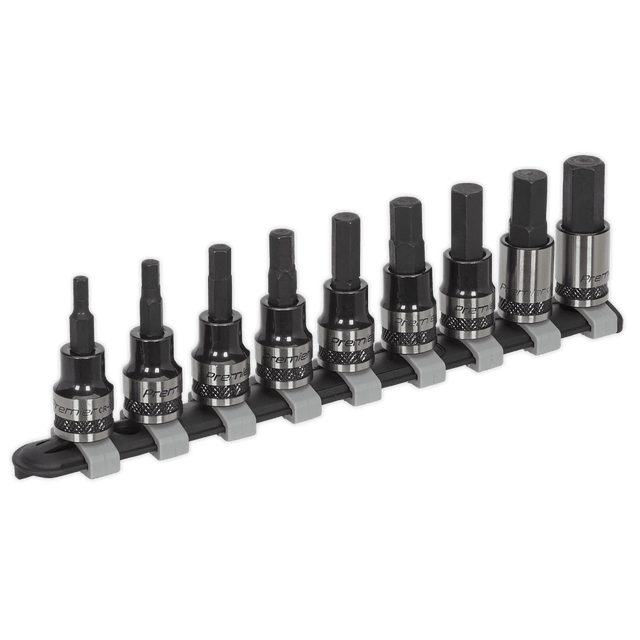 Sealey AK7986 Hex Key Socket Bit Set 9pc 3/8"Sq Drive Metric Black - AK7986 - Sealey Tools UK - Trade Counter Direct