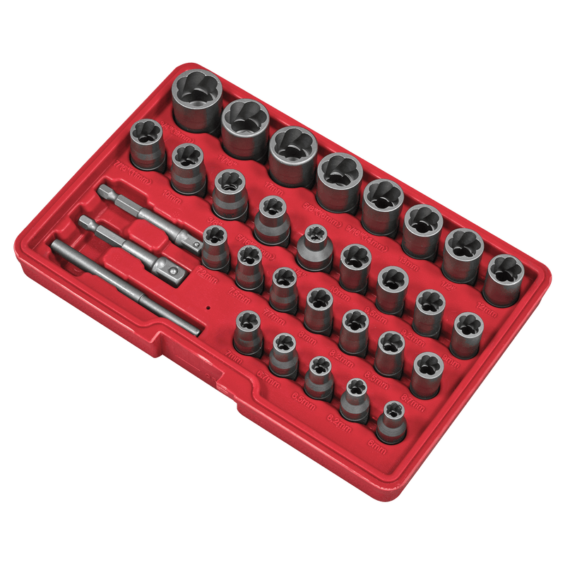 Sealey AK8132 Slim Design Bolt & Nut Extractor Set 32pc - AK8132 - Sealey Tools UK - Trade Counter Direct