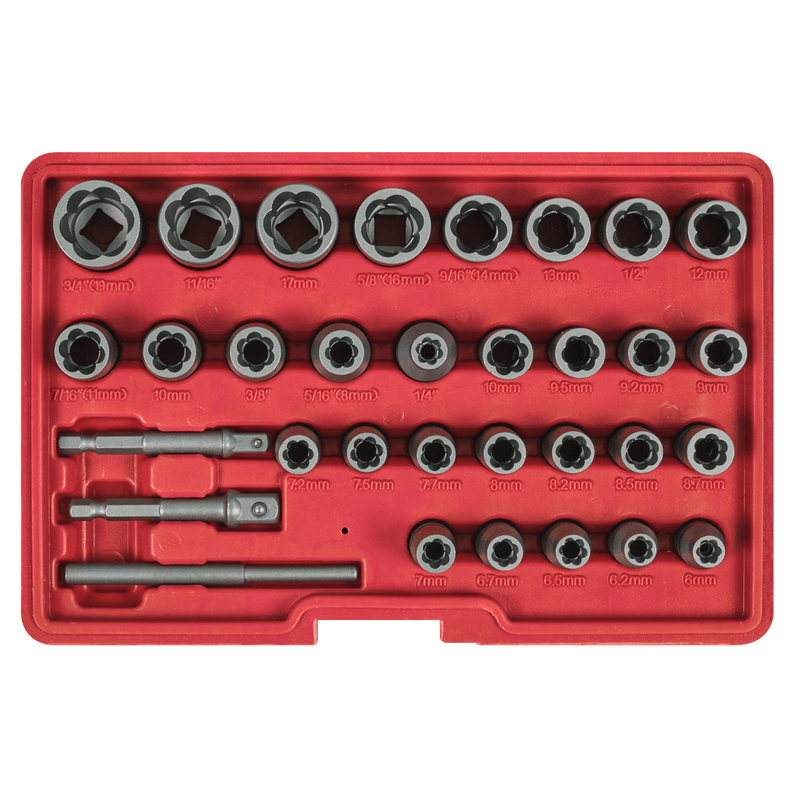 Sealey AK8132 Slim Design Bolt & Nut Extractor Set 32pc - AK8132 - Sealey Tools UK - Trade Counter Direct