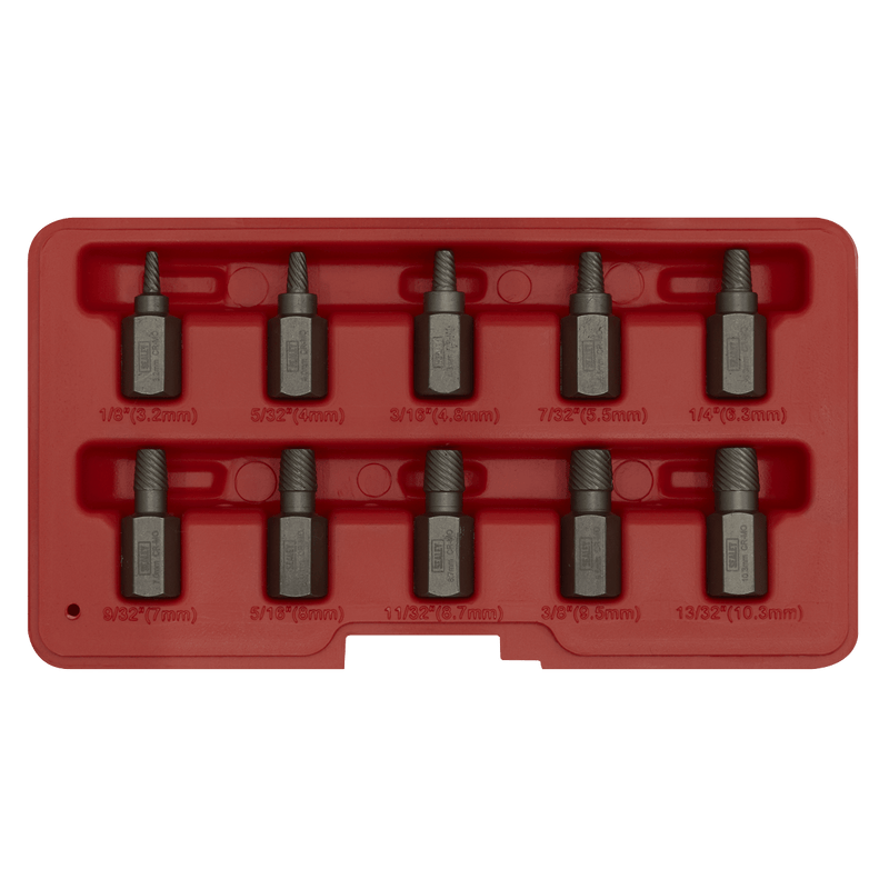 Sealey AK8181 Multi-Spline Screw Extractor Set 10pc - AK8181 - Sealey Tools UK - Trade Counter Direct