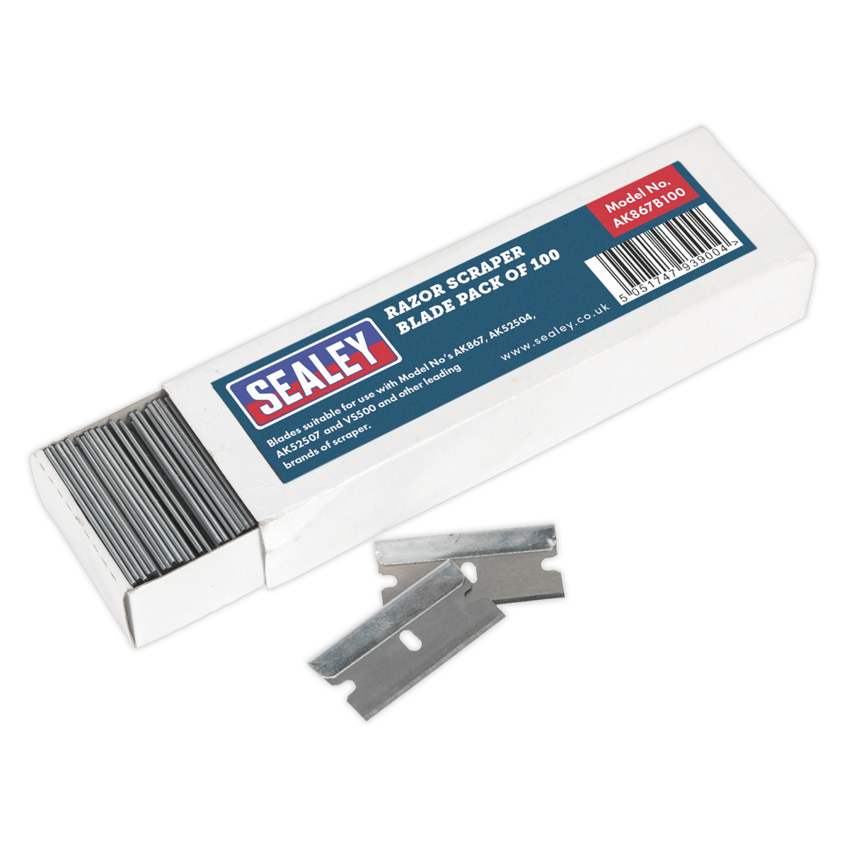 Sealey AK867B100 Razor Scraper Blade Pack of 100 - AK867B100 - Sealey Tools UK - Trade Counter Direct