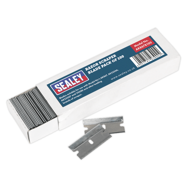 Sealey AK867B100 Razor Scraper Blade Pack of 100 - AK867B100 - Sealey Tools UK - Trade Counter Direct