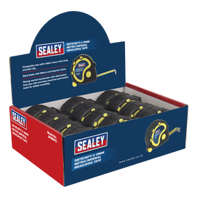 Sealey AK98912 Rubber Tape Measure 5m(16ft) x 19mm Metric/Imperial Display Box of 12 - AK98912 - Sealey Tools UK - Trade Counter Direct