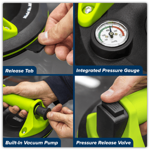 Sealey AK9894 Heavy Lift Suction Cup with Vacuum Grip Pressure Gauge - AK9894 - Sealey Tools UK - Trade Counter Direct