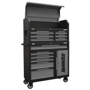 Sealey AP1080GR Superline Pro® Topchest & Rollcab Combination 12 Drawer & 1 Door Cupboard - Grey - AP1080GR - Sealey Tools UK - Trade Counter Direct