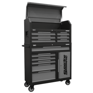 Sealey AP1080GR Superline Pro® Topchest & Rollcab Combination 12 Drawer & 1 Door Cupboard - Grey - AP1080GR - Sealey Tools UK - Trade Counter Direct