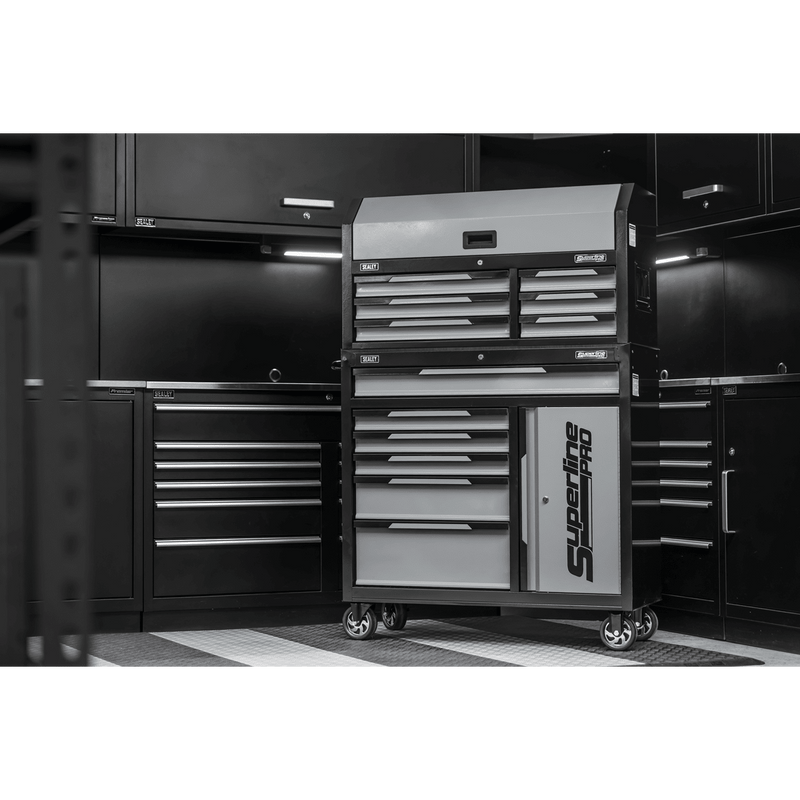 Sealey AP1080GR Superline Pro® Topchest & Rollcab Combination 12 Drawer & 1 Door Cupboard - Grey - AP1080GR - Sealey Tools UK - Trade Counter Direct